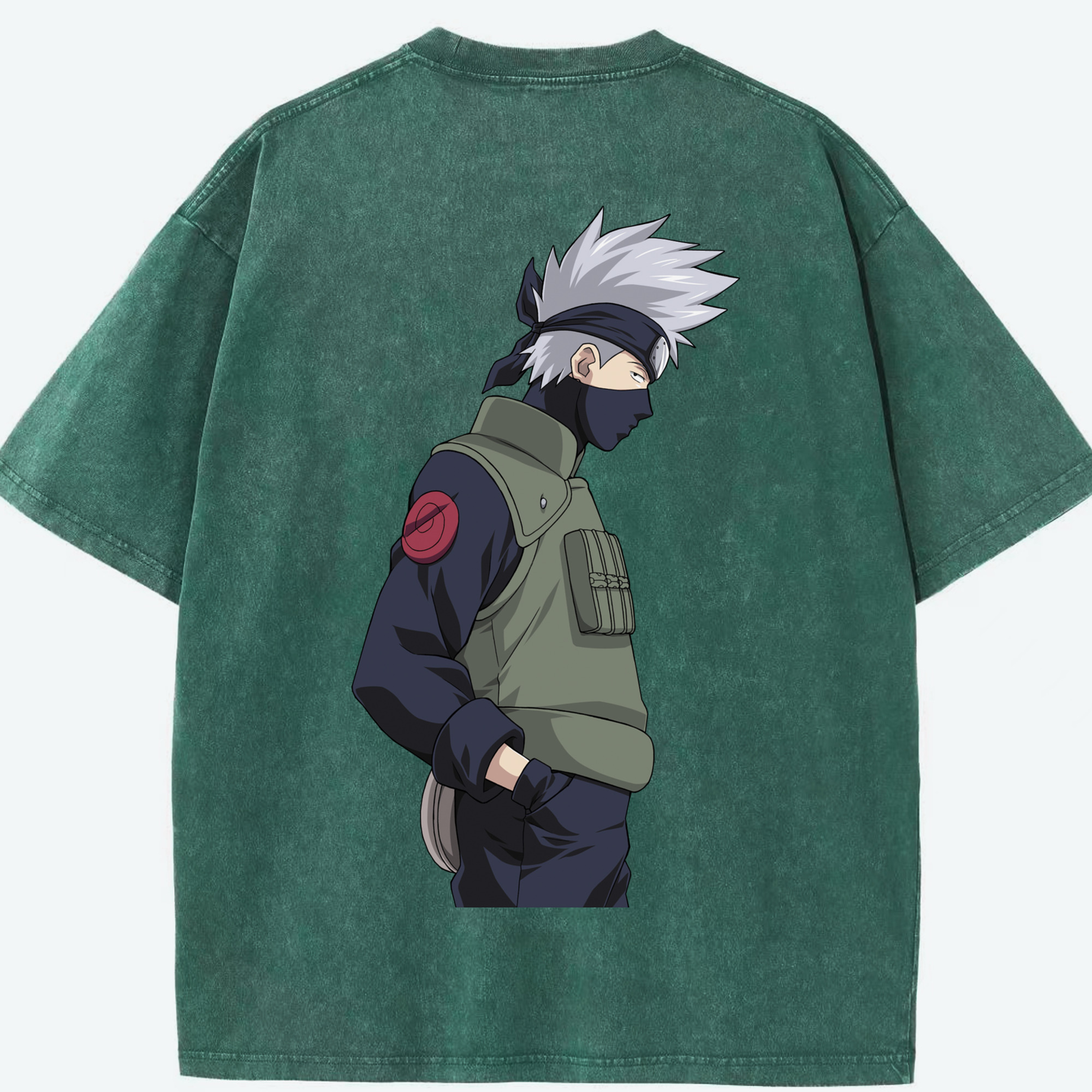（画像用） NARUTO -ナルト- はたけ カカシ Hatake Kakashi 綿100% ヴィンテージ風 半袖Tシャツ（背面プリント）